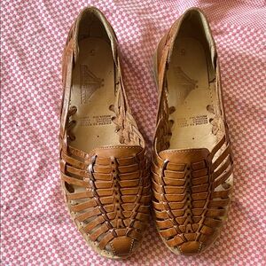 Handwoven Brown Leather Huaraches for Women